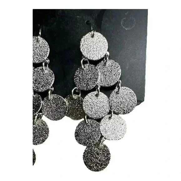 New York & Co Silver Round Coin Dangle Earrings - Picture 2 of 4